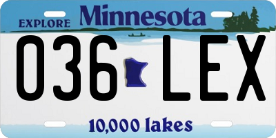 MN license plate 036LEX