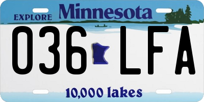 MN license plate 036LFA
