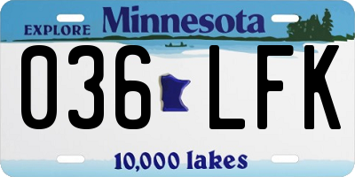 MN license plate 036LFK