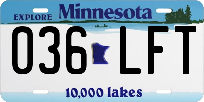 MN license plate 036LFT