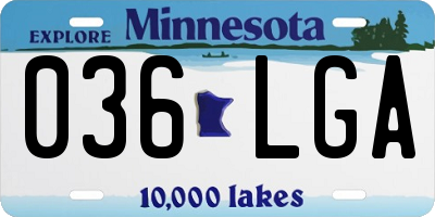 MN license plate 036LGA