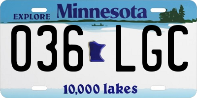 MN license plate 036LGC