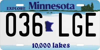 MN license plate 036LGE