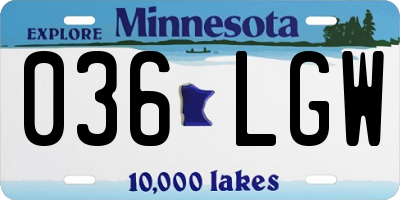 MN license plate 036LGW