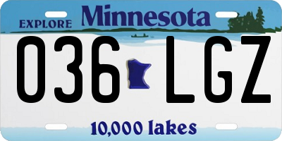 MN license plate 036LGZ