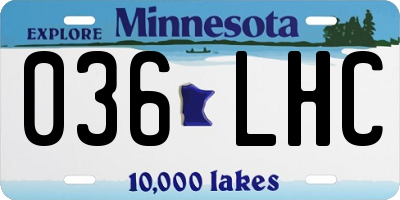 MN license plate 036LHC