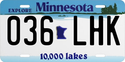 MN license plate 036LHK