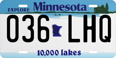 MN license plate 036LHQ