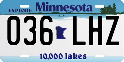 MN license plate 036LHZ