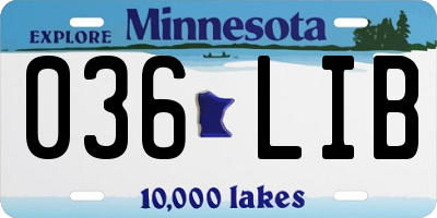 MN license plate 036LIB