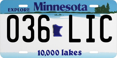 MN license plate 036LIC