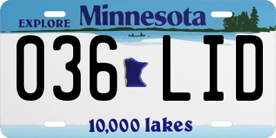 MN license plate 036LID