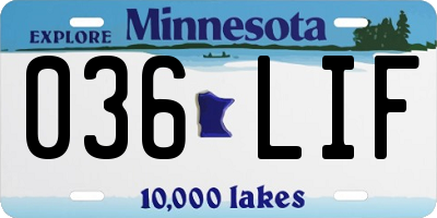 MN license plate 036LIF