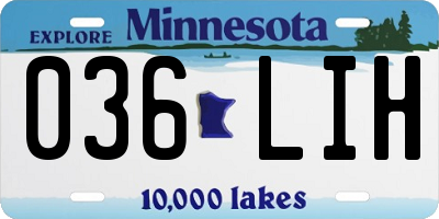 MN license plate 036LIH