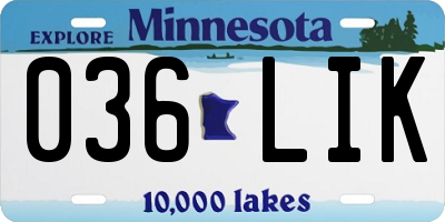 MN license plate 036LIK
