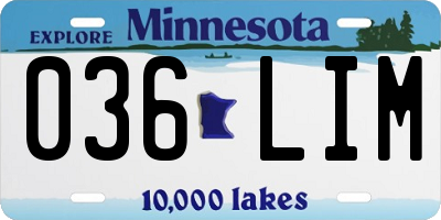 MN license plate 036LIM