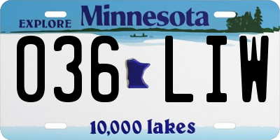 MN license plate 036LIW