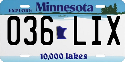 MN license plate 036LIX