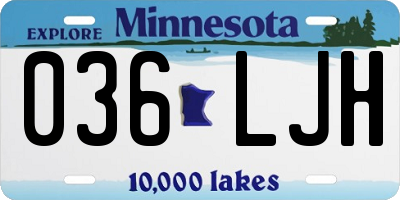 MN license plate 036LJH