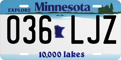 MN license plate 036LJZ