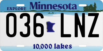 MN license plate 036LNZ