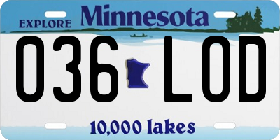 MN license plate 036LOD