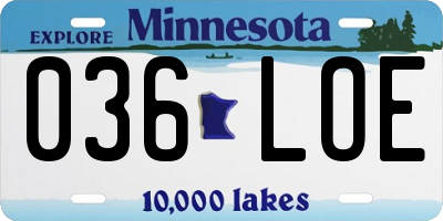 MN license plate 036LOE