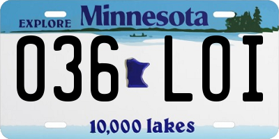 MN license plate 036LOI