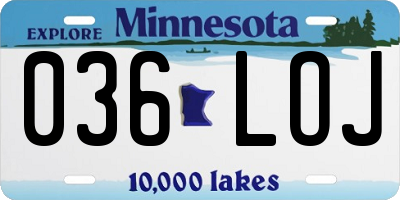 MN license plate 036LOJ