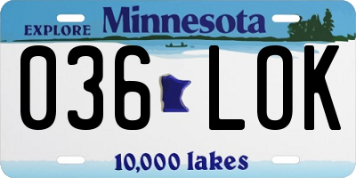 MN license plate 036LOK