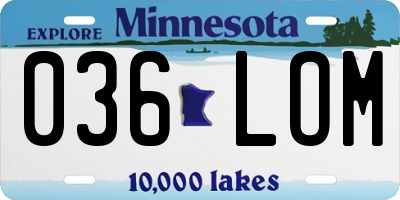 MN license plate 036LOM