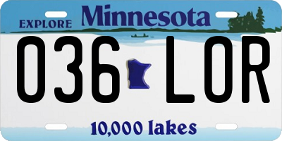 MN license plate 036LOR