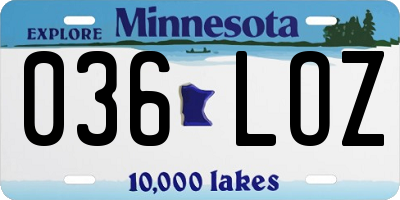 MN license plate 036LOZ