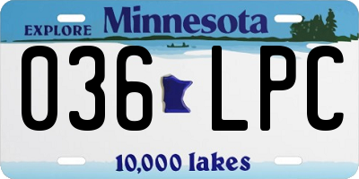 MN license plate 036LPC