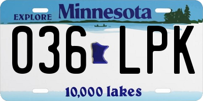 MN license plate 036LPK
