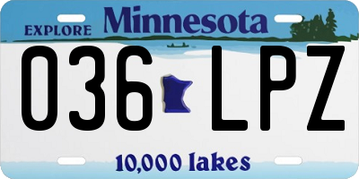 MN license plate 036LPZ