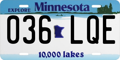 MN license plate 036LQE