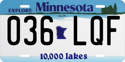 MN license plate 036LQF