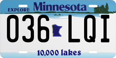 MN license plate 036LQI