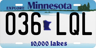 MN license plate 036LQL