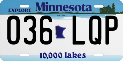 MN license plate 036LQP