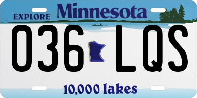 MN license plate 036LQS