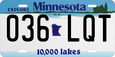 MN license plate 036LQT