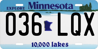 MN license plate 036LQX