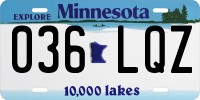 MN license plate 036LQZ