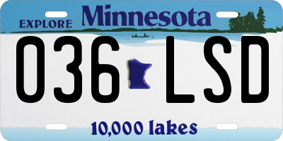 MN license plate 036LSD