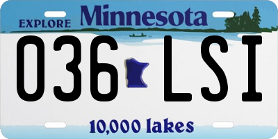 MN license plate 036LSI