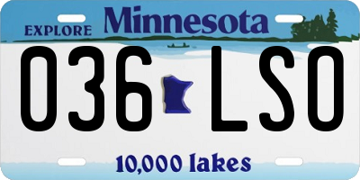 MN license plate 036LSO
