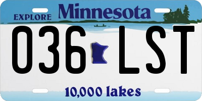 MN license plate 036LST