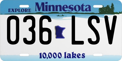 MN license plate 036LSV